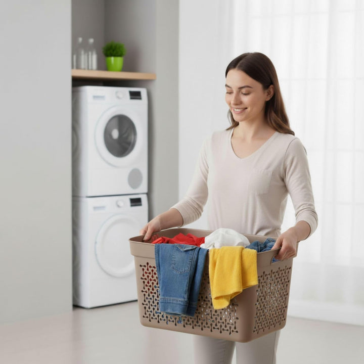 Plastard Wäschekorb 3er Set 20 Liter Pink aus Kunststoff mit Griffen | Stapelbar, robust &amp; leicht zu