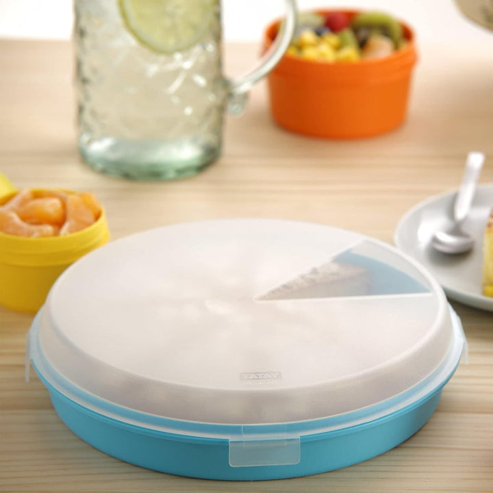 TATAY - Set von 2 Kuchen / Omelette Träger / Kuppel von 26 cm Durchmesser, Blaue Türkis und Orangenf