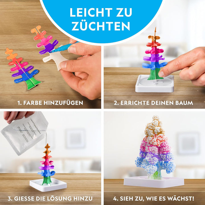 NATIONAL Geographic Bastelset für Kinder – Kristallzucht-Set, 6 Kristallbäume in 6 Stunden wachsen L