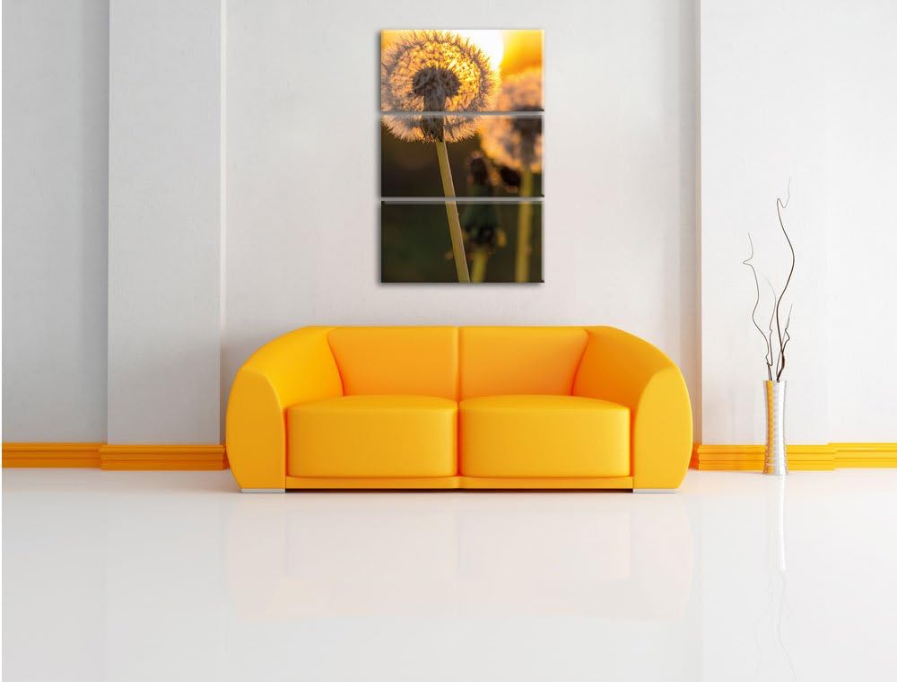 Pixxprint Pusteblume als Leinwandbild/Grösse: 3 Teilig (120x80) cm/Wandbild/Kunstdruck/fertig bespan