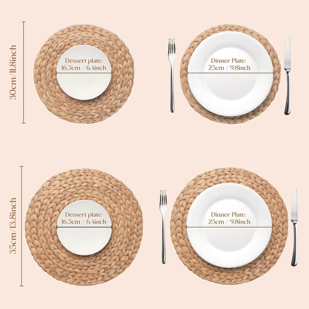 YANGQIHOME Platzset aus Wasserhyazinthe, rundes Tischset, handgemachte runde Platzdeckchen, Tellerun
