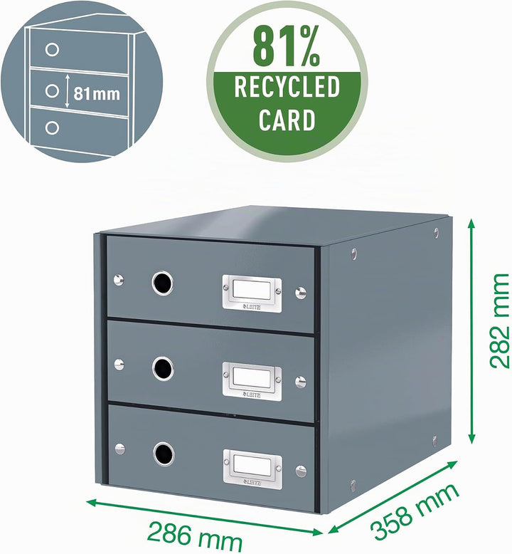 Leitz Click &amp; Store Schubladenset, 3 Schubladen, A4, schwarz, 60480095 3 Schubladen Schwarz, 3 Schub