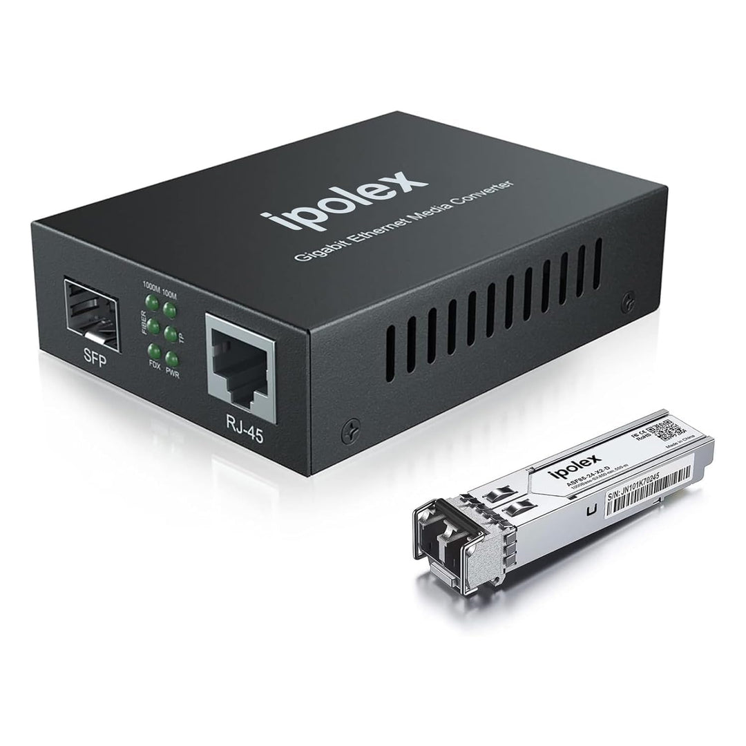 ipolex Gigabit Ethernet LWL Multimedia Konverter Multimode LC-Medienkonverter mit 1Gb SFP SX Transce
