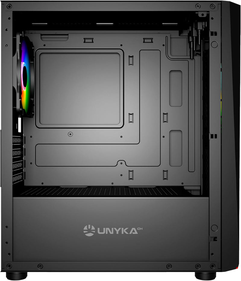 UNYKAch GLAYZE Micro ATX Mini-Gaming-PC-Gehäuse, ARGB-Front, seitliches gehärtetes Glas, ARGB-Lüfter