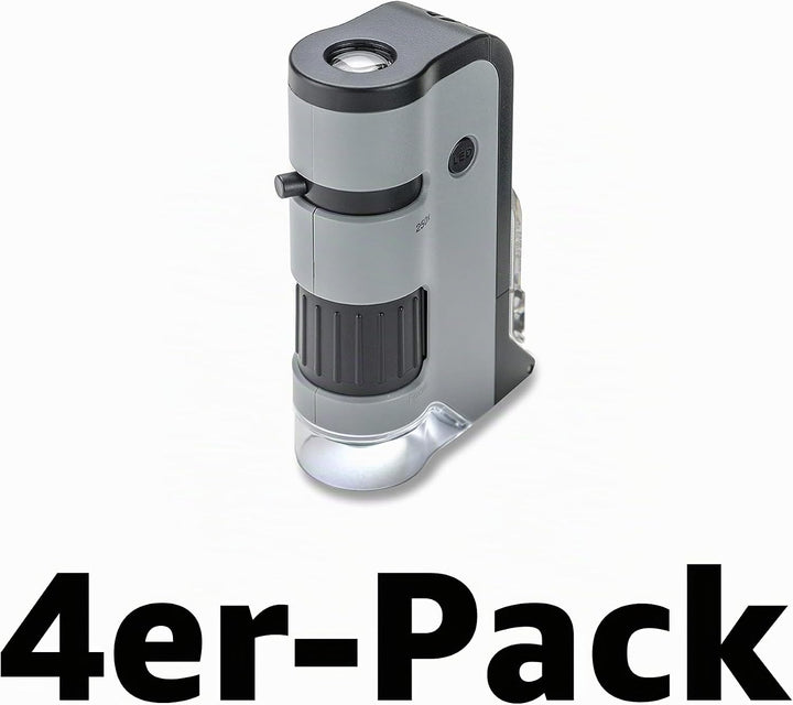 Carson MicroFlip 100x-250x Taschenmikroskop mit Smartphone-Adapter für Fotos und Videos - 4er Set (M