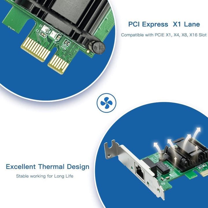 HiFiber Gigabit PCIe Netzwerkkarte, Intel 82574L Chip, 1-Port RJ45 LAN Adapter (NIC), unterstützt VM