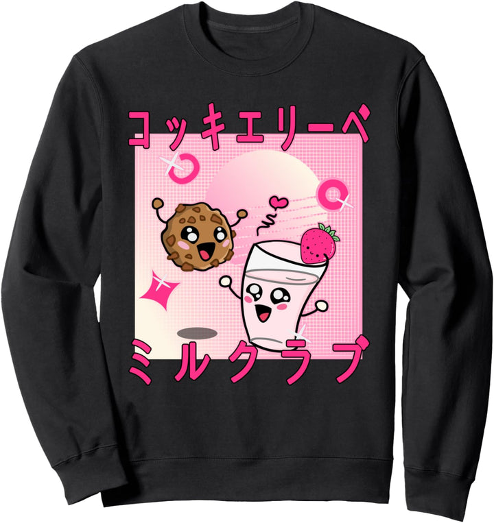 Lustiger japanischer Cookie & Strawberry Milk Shake Anime Sweatshirt