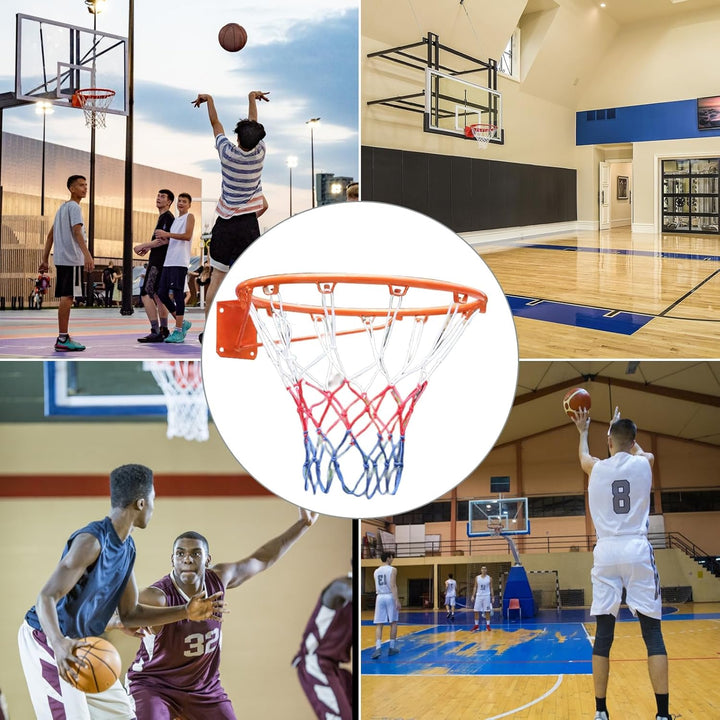 Basketballfelgen, wandmontierter Basketballkorb mit Standard-Stahlfelgen, Nylon-Netz, verstellbare H