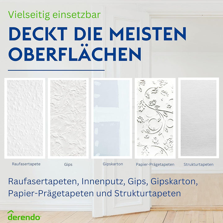 derendo Schneeweiss ultra wandfarbe weiss höchste deckkraft 10l weisse wandfarbe ausbessern wand str