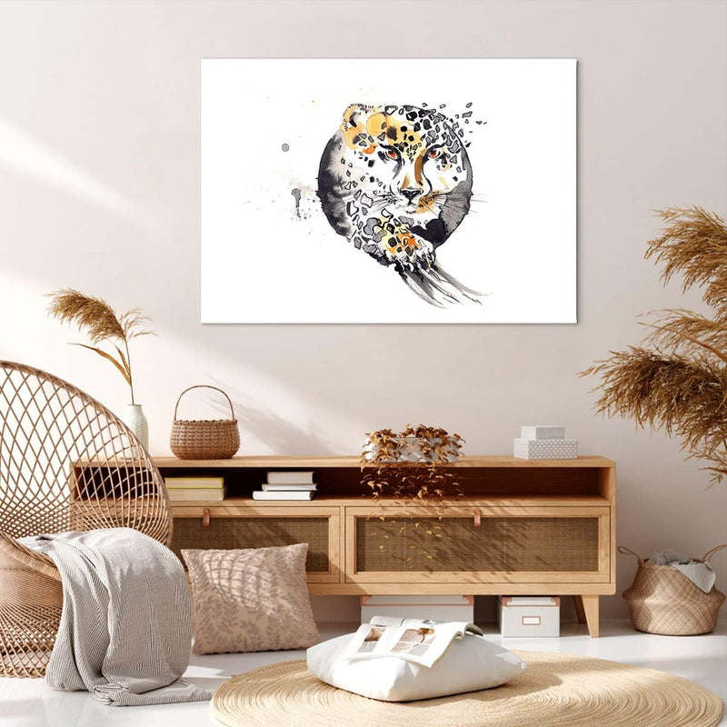 Bilder auf Leinwand 100x70cm Leinwandbild Katze Orb Tierwelt Geparden Gross Wanddeko Bild Schlafzimm