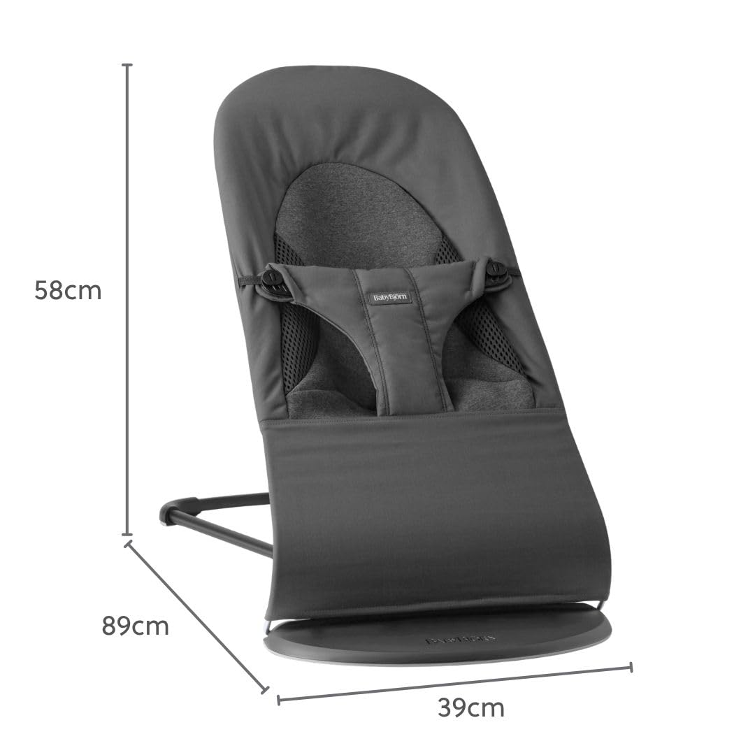 BabyBjörn Balance Soft Hängematte, Stoff/Jersey, Tri-Fabric, Dunkelgrau Stoff / Jersey Dunkelgrau, S