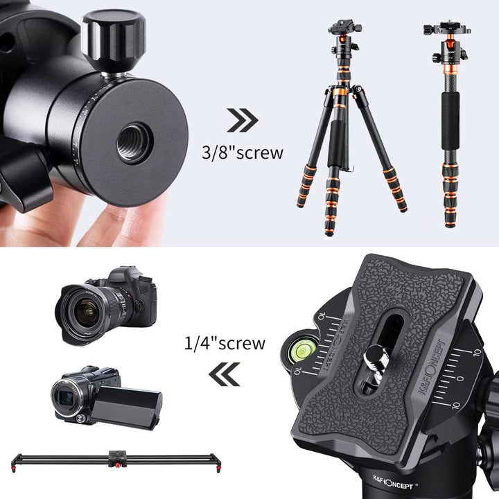 K&F Concept KF25 Kugelkopf Stativkopf, Kamera Kugelkopf mit 1/4 Zoll Schnellwechselplatte und Wasser