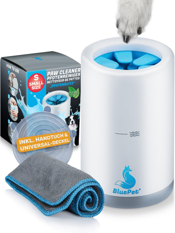 BluePet PfotenBlitz Pfotenreiniger für Hunde | Entfernt Dreck &amp; Schmutz von Hundepfoten | Inkl. Mikr