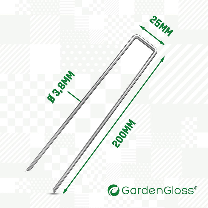 GardenGloss® Anti-Rost Erdanker aus Stahl für Extrem Harten Boden - 200 MM Lang, 25 MM Breit, Ø 3.8