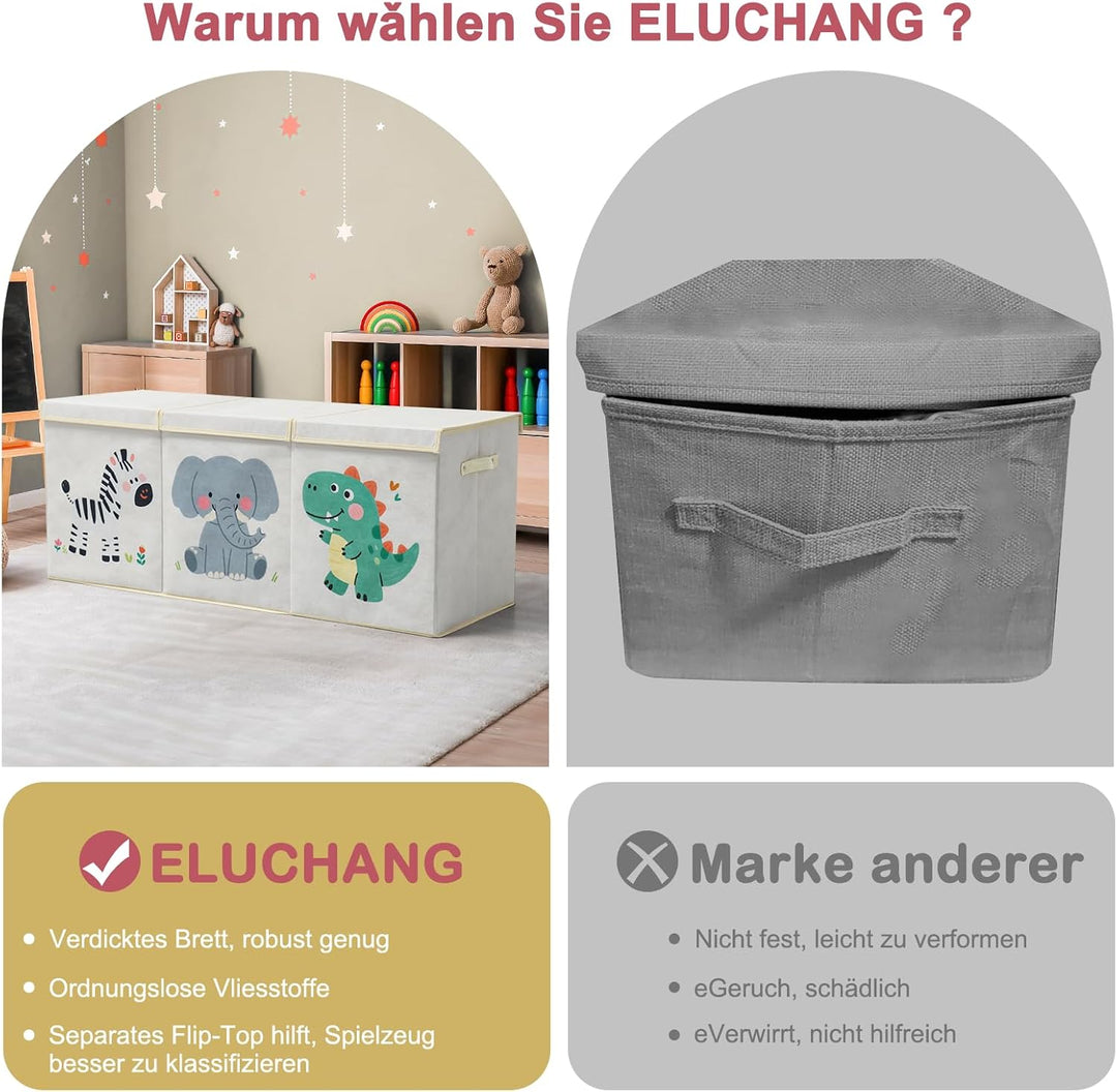 ELUCHANG Aufbewahrungsbox mit Deckel Kinder, 147L Grosse Faltbare Truhen & Kisten für Kinder, Spielz
