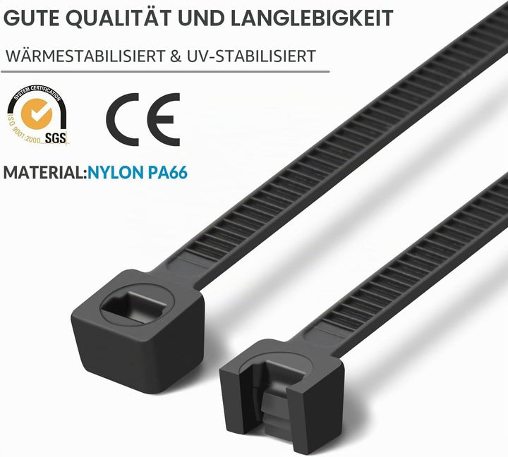XINGO 1000 Stück Kabelbinder Apfelgrün, 300mm x 4.8mm, 22,7 kg Zugfestigkeit, UV-beständig, Selbstsi