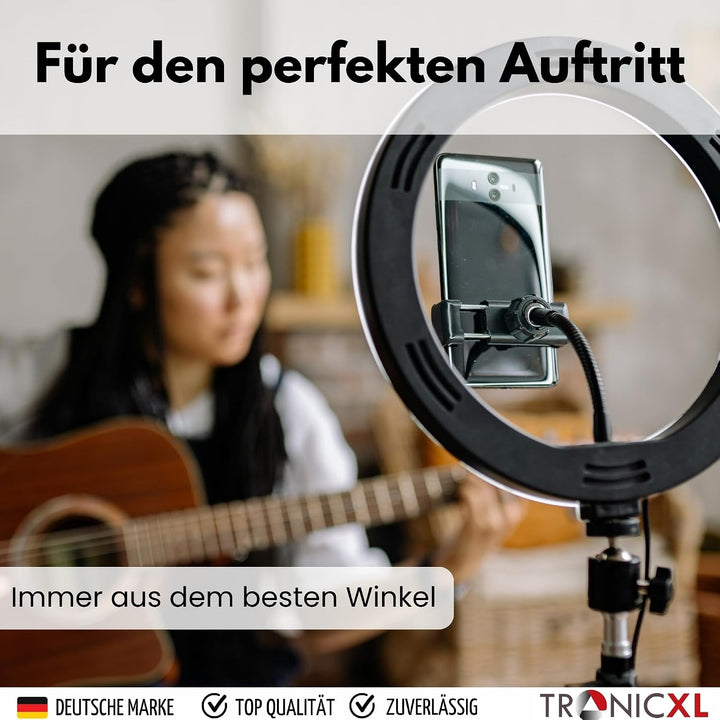 TronicXL 1,05m Premium Kamerastativ für Smartphone iPhone Stativ Tripod mit RGB Ringlicht Ringlampe