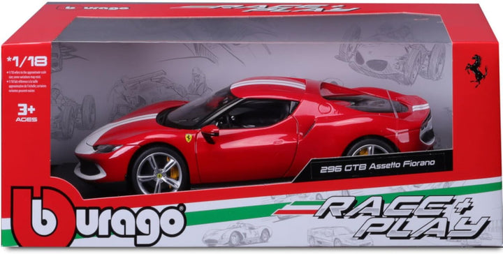 Bburago Ferrari 296GTB Assetto Fiorano: Modellauto im Massstab 1:18, Ferrari Race & Play Serie, Koff