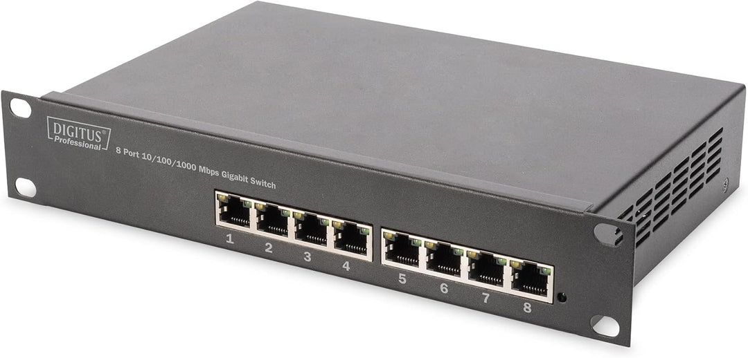DIGITUS 10-Zoll Set - Netzwerk-Schrank 9HE Schwarz - Fachboden - Steckdosenleiste - 8-Port Patch-Pan