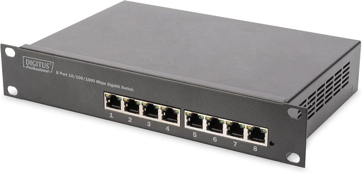 DIGITUS 10-Zoll Set - Netzwerk-Schrank 9HE Schwarz - Fachboden - Steckdosenleiste - 8-Port Patch-Pan