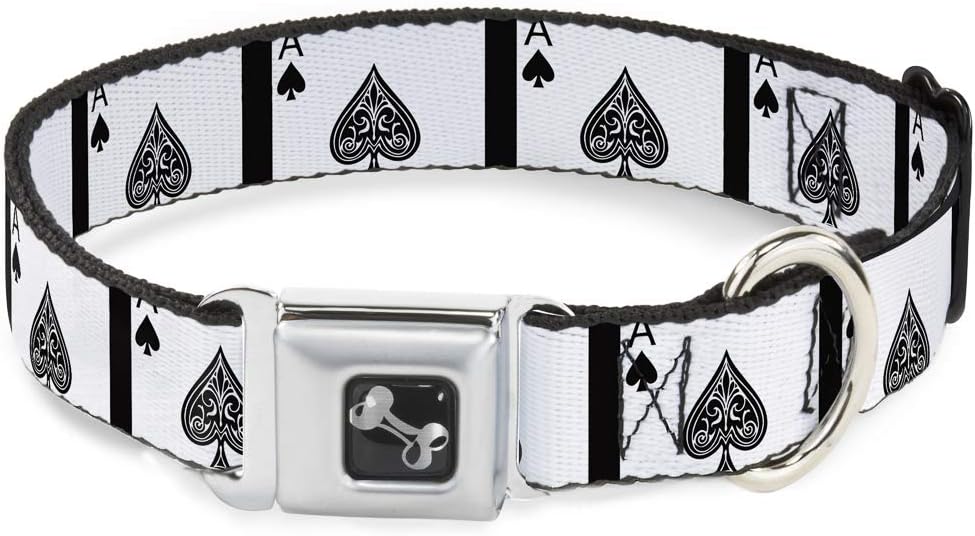 Dog Collar Seatbelt Buckle Ace of Spades 18 to 32 Inches 1.5 Inch Wide 1.5" Wide - Fits 18-32" Neck