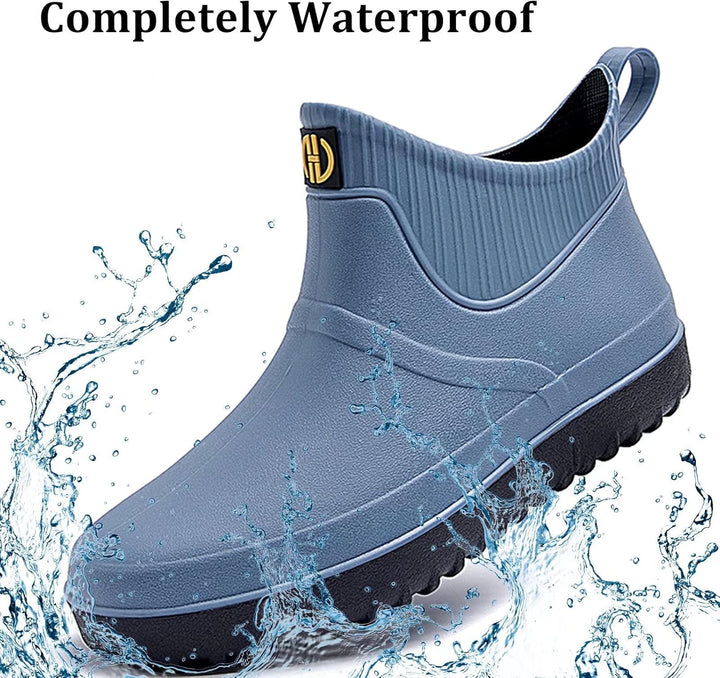 GURGER Herren Gummistiefel Kurz Wasserdicht Rutschfest Stadt Regenstiefel 40 EU Blau A1, 40 EU Blau