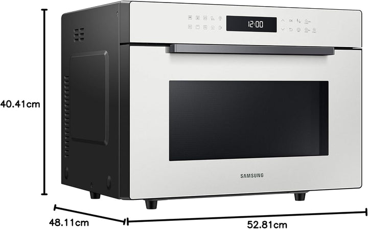 Samsung MC35R8058CE/ET Glass Design Mikrowelle mit Dampffunktion und Bräterplatte, Farbe Porzellan,