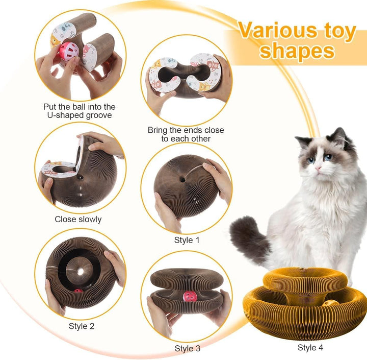 Katzen Kratzbrett,Magic Organ Cat Scratching Board, 2-in-1 Cat Kratzbrett mit Glöckchen, Foldable Co