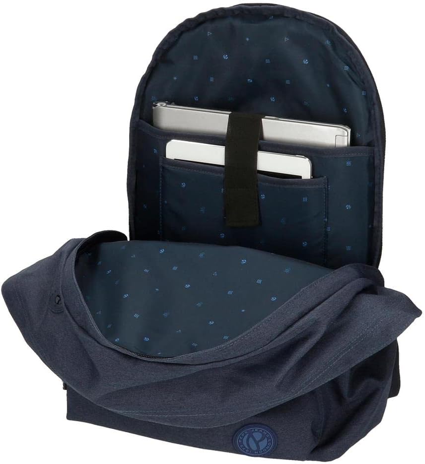 Pepe Jeans Aidan Rucksack für Laptop, Doppelfach mit Trolley, 15,6 Zoll, Blau, 31 x 44 x 17,5 cm, Po