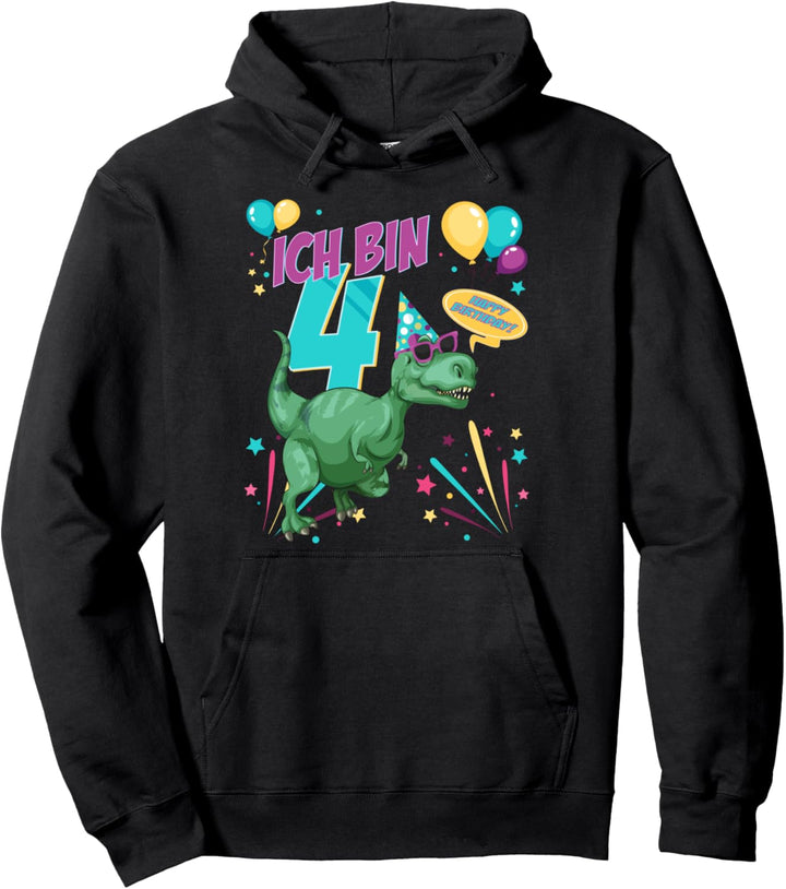 Kinder Geburtstag 4 Jahre (vier) Junge Dinosaurier Dino Pullover Hoodie