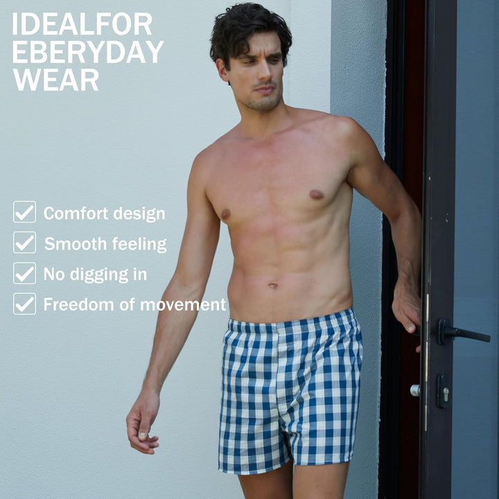 5Mayi Mens Boxers Shorts Multipack Woven Mens Underwear Pack Cotton Plaid Men's Boxers, S F: Kariert