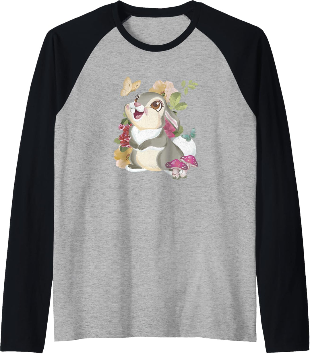 Disney Bambi Thumper Vintage Floral Portrait Raglan
