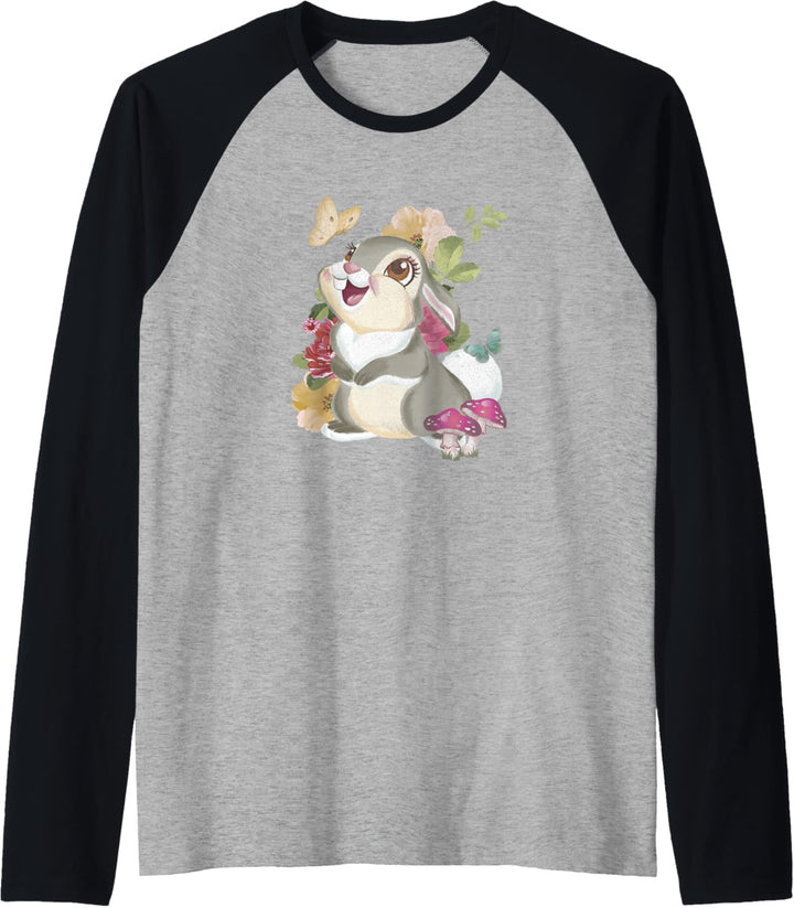 Disney Bambi Thumper Vintage Floral Portrait Raglan