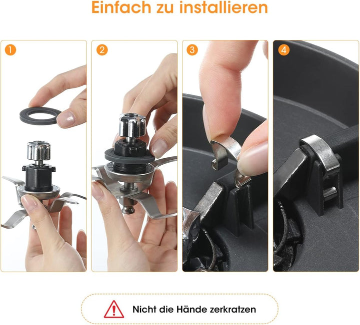 AIEVE 2 Stk. Messer Fix Clips und Dichtungsringe Set kompatibel mit Lidl Monsieur Cuisine Connect, C