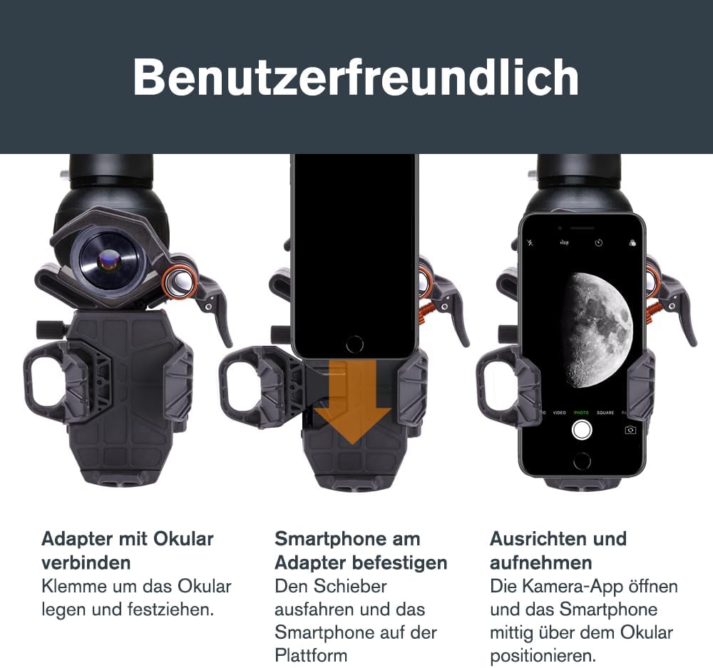Celestron NexYZ Smartphone-Teleskop-Adapter, Schwarz, Adapter