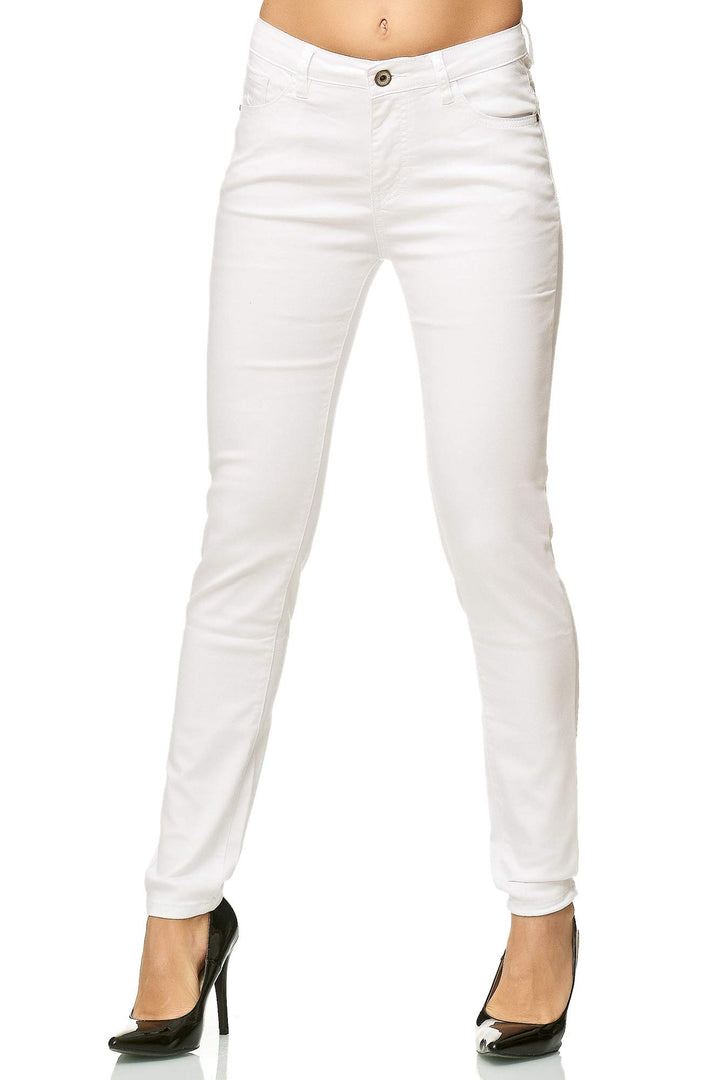 Elara Damen Hose Skinny Stretch Jeans 3 Längen Chunkyrayan 44W / 30L Weiss Elara, 44W / 30L Weiss El