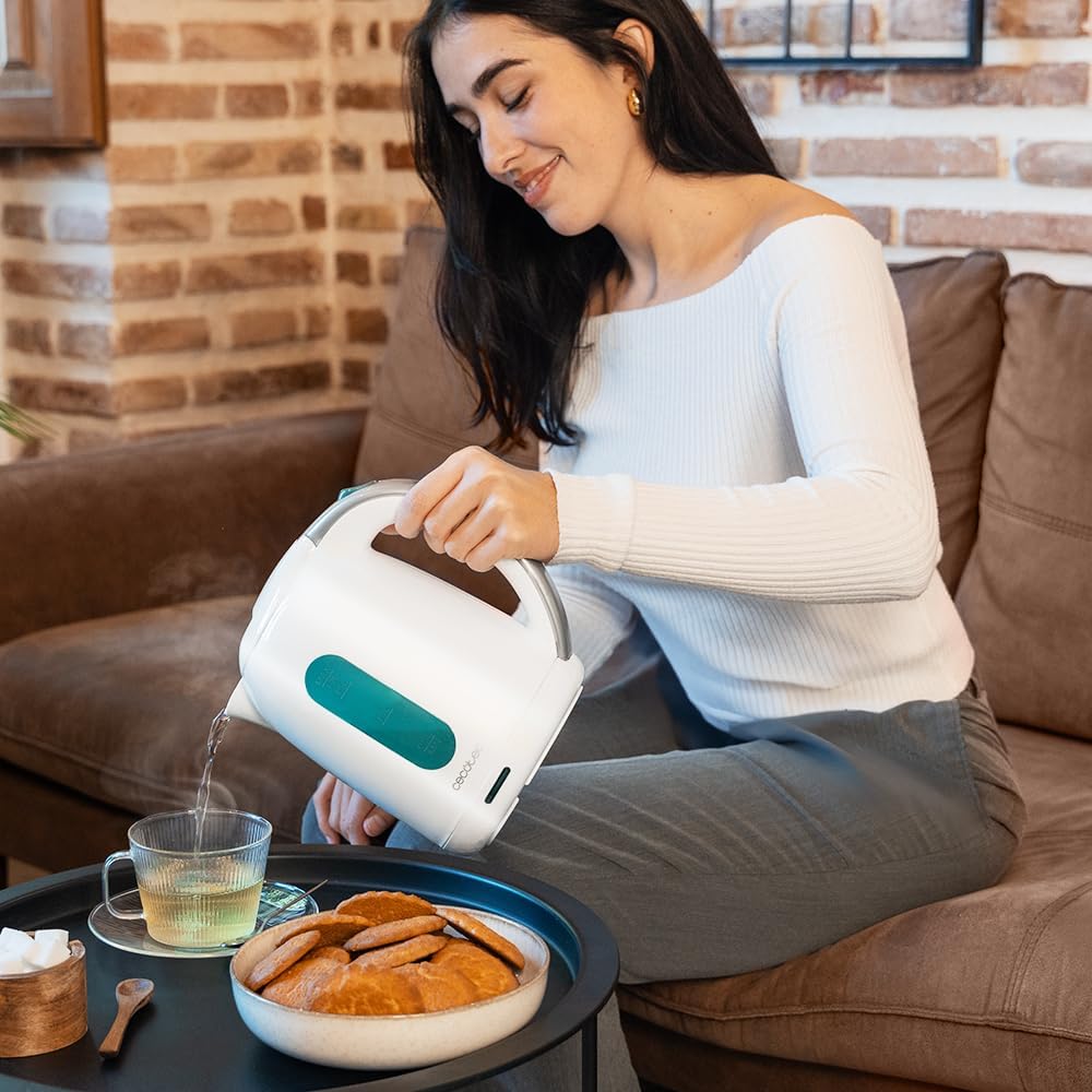 Cecotec Wasserkocher, 1,7 L Kapazität, Thermosense 180 White, 2200 W, Schnelles Erhitzen, Anti-Kalk-