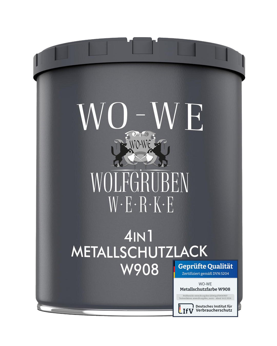 WO-WE Metallschutzlack 4in1 Metalllack Metallfarbe Metallschutzfarbe W908 Silbergrau - 750ml Silberg