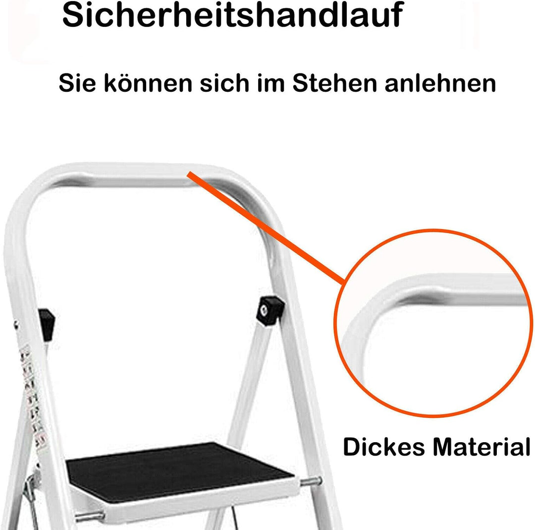 Faltbare 4-Stufen-Leiter-Trittleiter, rutschfeste Lauffläche, Sicherheitsstahlstufe, 5 Jahre Garanti