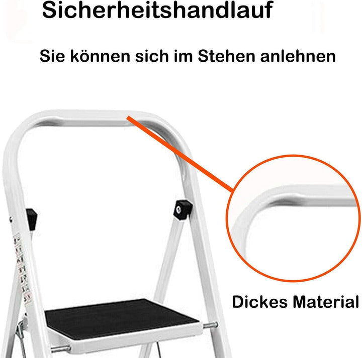 Faltbare 4-Stufen-Leiter-Trittleiter, rutschfeste Lauffläche, Sicherheitsstahlstufe, 5 Jahre Garanti