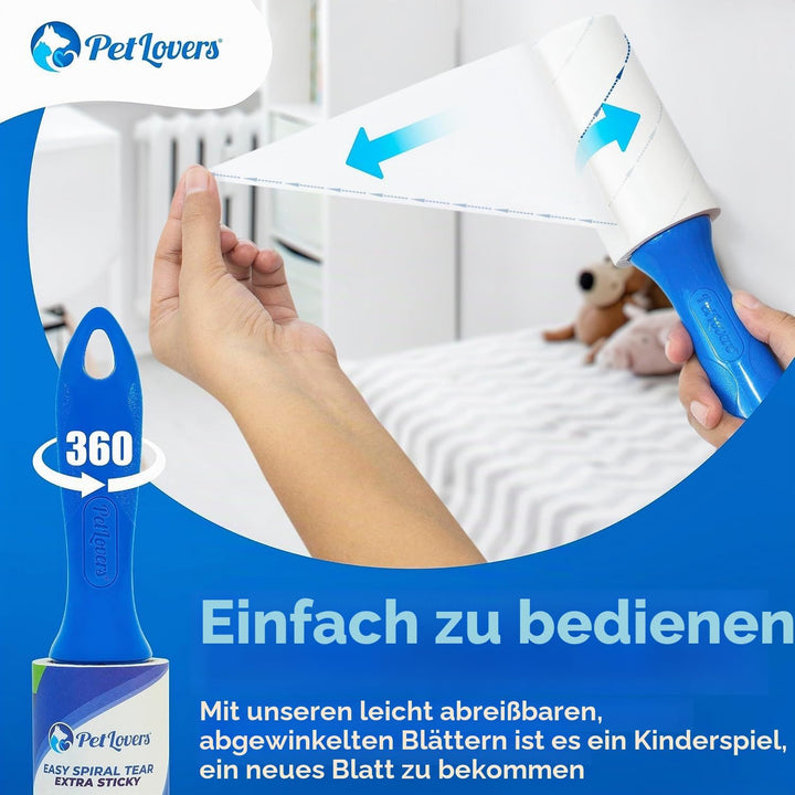 PetLovers Extra klebrige Fusselrolle Mega Value Set 450 Blatt für die Tierhaarentfernung, Hunde- und