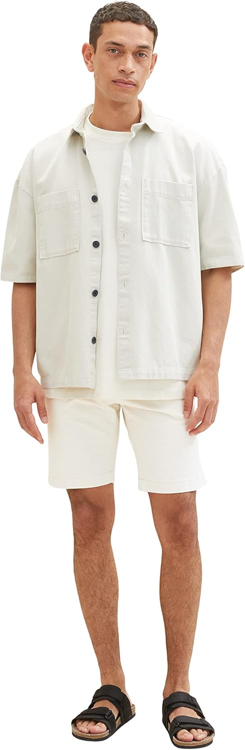 TOM TAILOR Herren Slim Chino Bermuda Shorts mit Stretch 28 13808 - Creme, 28 13808 - Creme