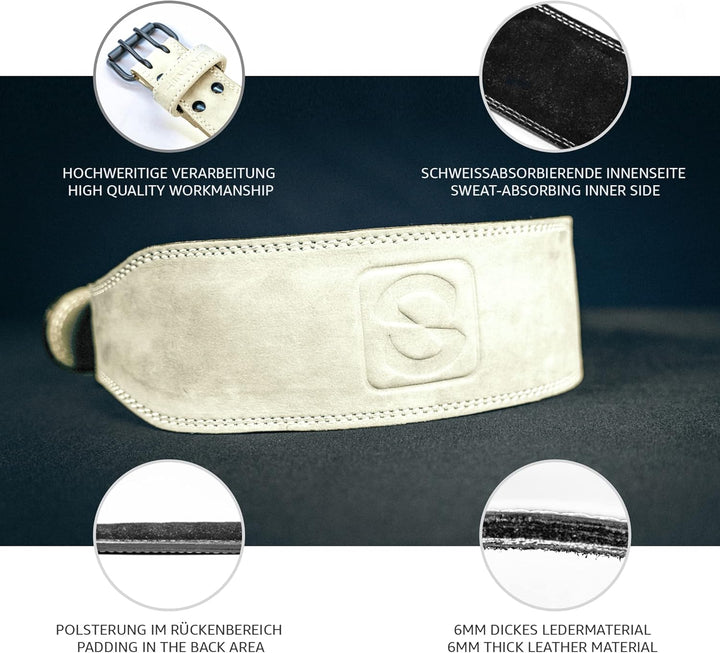 SINOVATI Gewichthebergürtel | Gym Gürtel für Kraftsport wie Deadlift, Kniebeugen und Fitness | Leder