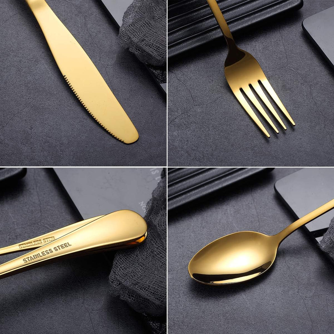 HOMQUEN Besteck Set, Gold Besteck Set, Edelstahl Set Service für 6 Personen, 30 Stück Esszimmer Best