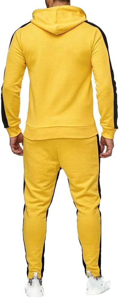 amropi Herren Trainingsanzug Jogginganzug Männer Kapuzenpullover und Jogginghose Sportanzug, Gelb