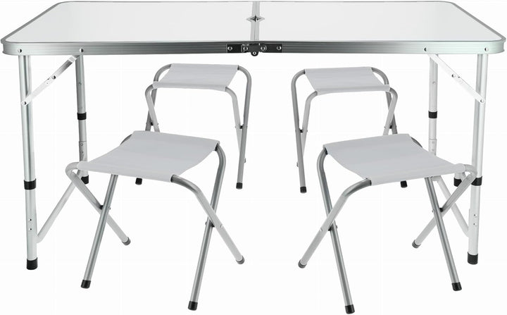 JUMI Klappbarer Campingtisch - Beistelltisch mit 4er Stuhle Set, Klapptisch zum Camping, Multifunkti