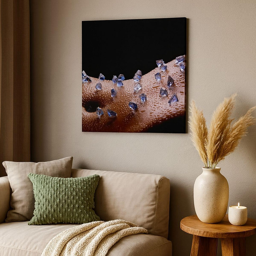 Bilder auf Leinwand 70x70cm Leinwandbild Frau Körper Kristalle Wassertropfen Gross Wanddeko Bild Sch