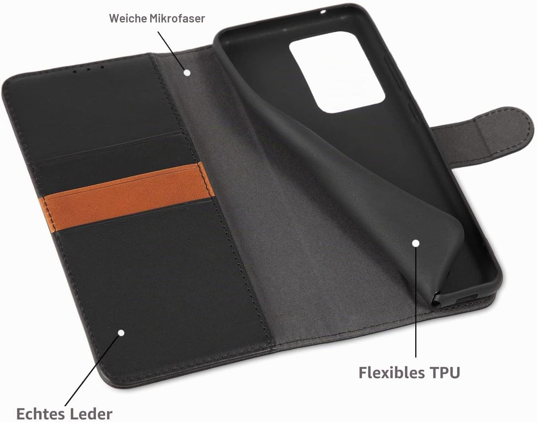 LENSUN Echtleder Hülle für Samsung Galaxy S20 Ultra, Handyhülle [Echtes Leder] [Magnetverschluss] [K