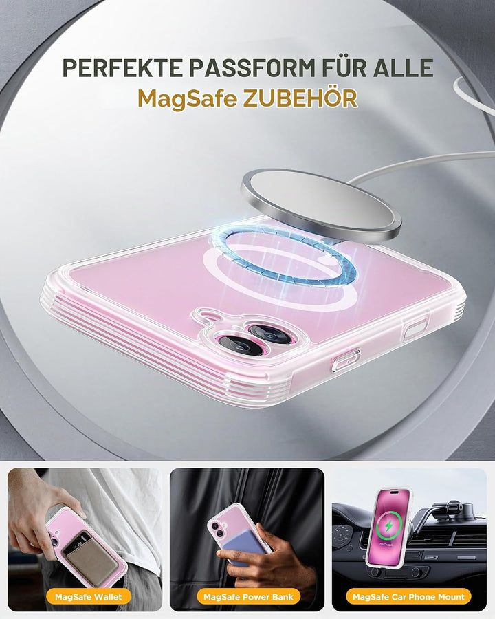 Miracase 360 Grad für iPhone 16 Plus Hülle mit Magsafe, Komplettschutz HandyHülle Magnetisch Stossfe