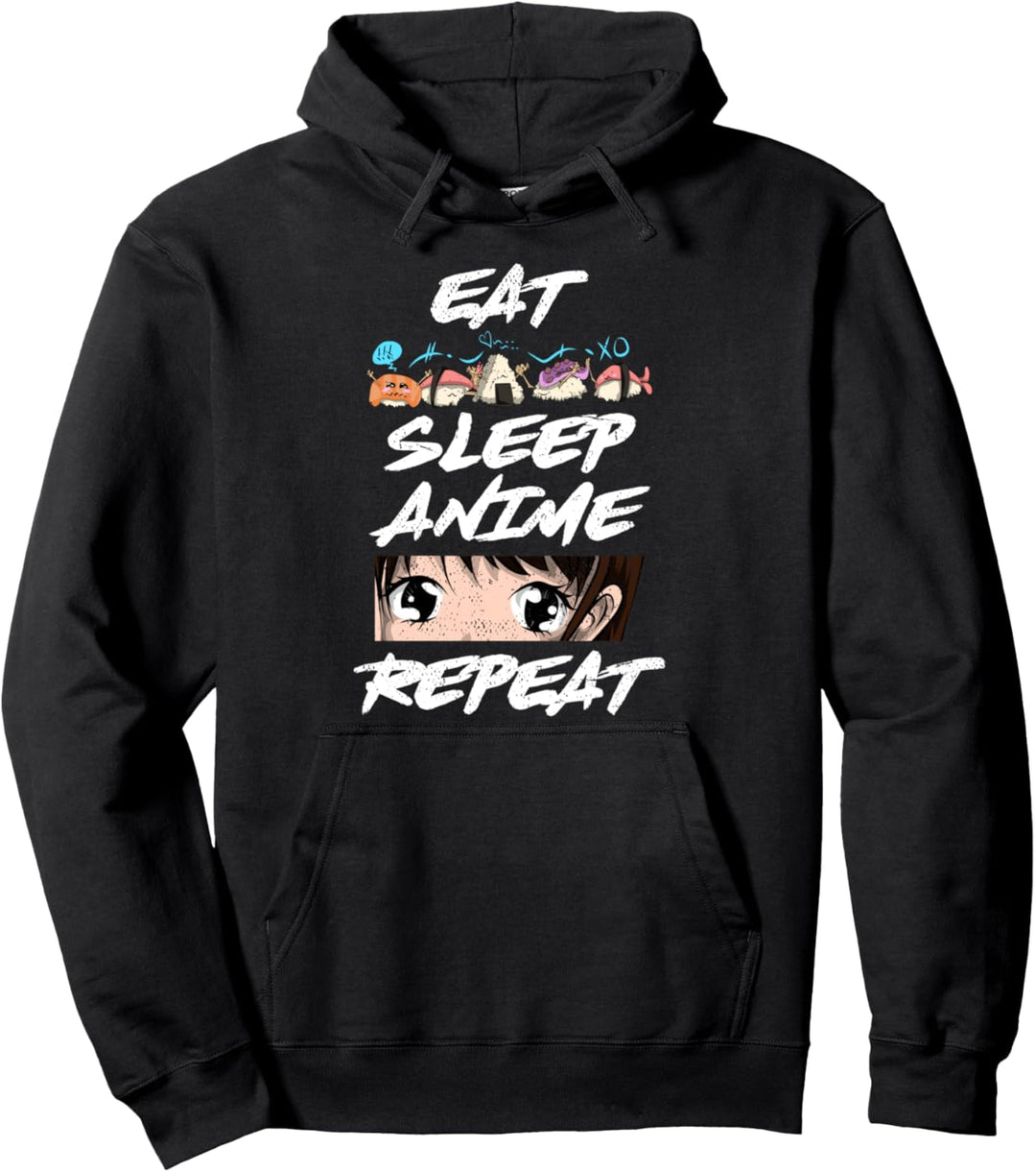 Essen Schlafen Anime Wiederholen Japan Sushi Otaku Anime Pullover Hoodie